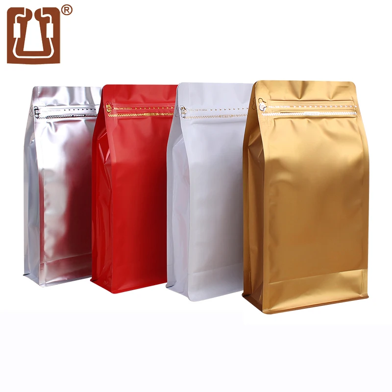 Zhanfei Packaging 500g Of Coffee Bean Bag 10Pcs Eight-edge Sealed Kraft Paper Aluminum Foil Self-sealing Food Tea Packaging bag