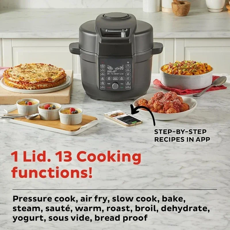 for Pot 6.5 Crisp Ultimate Lid with WIFI, 13-in-1 Air and Pressure Cooker Combo, Sauté