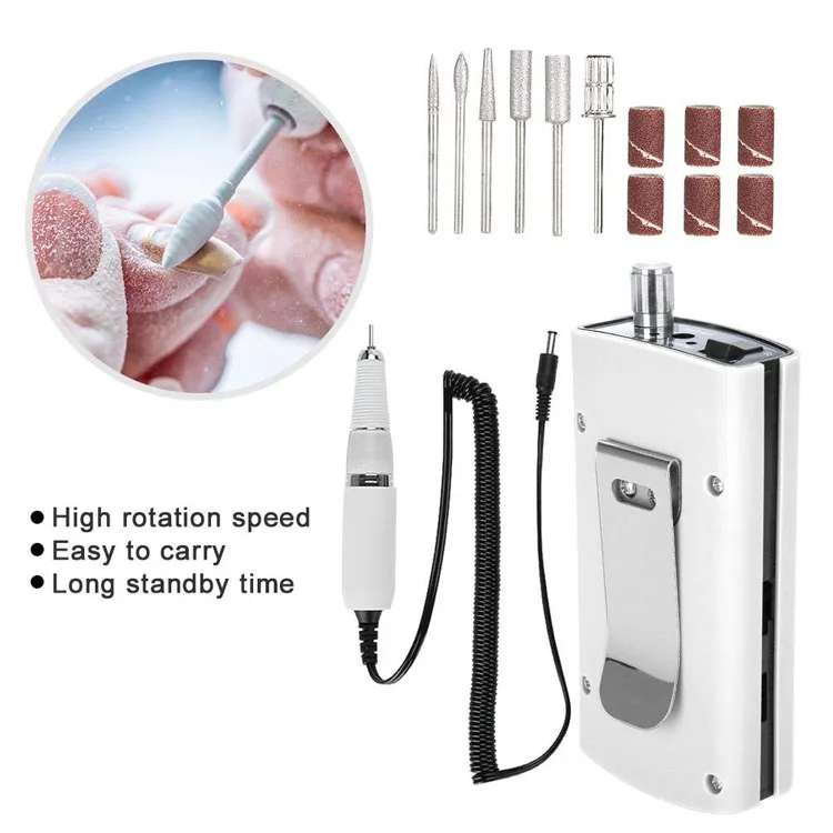 Electric Nail Drill Machine Rechargeable Nail File Driller Manicure Pedicure Polishing cordless Gel Nails Grinding Polisher 801