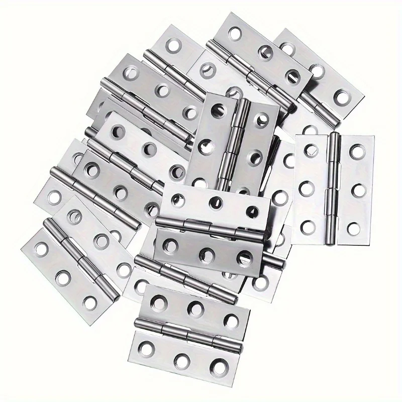 10pcs Premium Stainless Steel Folding Hinges, 2-Inch Door and Window Hinges, Suitable for Cabinet Fixtures, Hardware Accessories