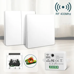 Ricevitore interruttore luce Wireless 433MHz RF433 86 tipo pulsante pannello a parete trasmettitore interruttore a parete per illuminazione 1/2/3gang