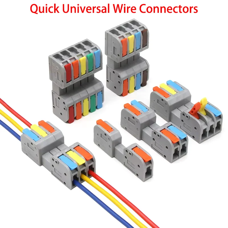 Docking Mini Quick Wire Connector 1~100pcs Universal Compact Electrical Wiring Connectors Push-in Butt Conductor Terminal Block