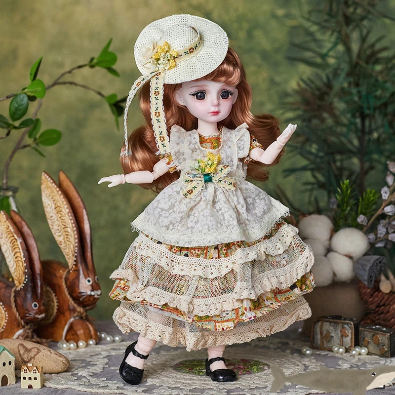Muñeca de princesa Lolita bonita de 30cm, muñeca Bjd 1/6, conjunto de ropa de dibujos animados de moda móvil, vestido Diy, juguete para jugar a las casitas, regalos