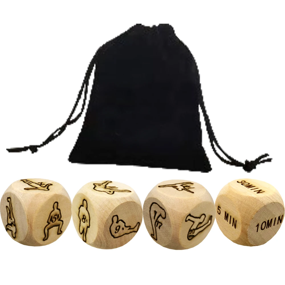 Pcs Natural Wooden Yoga Fitness Exercise Decision Dice Naughty Dice/Yoga Sports Game Dice Couple Dice Portable Choices Gift