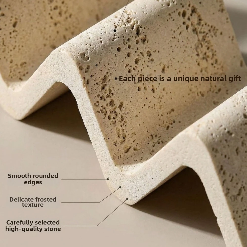 Japanese Style Soap Dish Wave Shaped with Drainage Soap Storage Box Minimalist Sandstone Soap Holder Hotel Bathroom