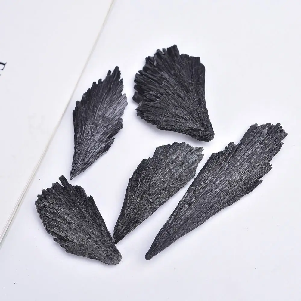 Black Tourmaline Fan-shaped Black Tourmaline Collection Funny Natural Rough Stone Natural Crafts Raw Stone Ornament Meditation