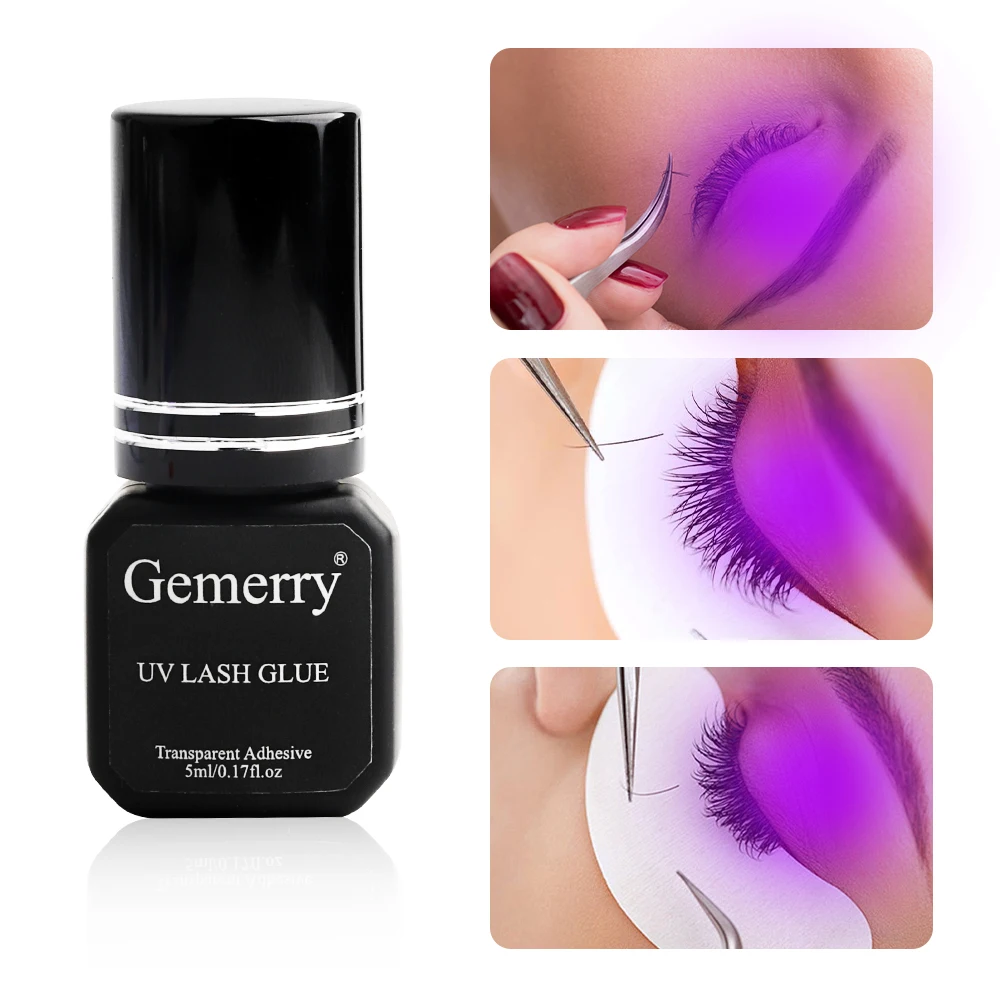 

Gemerry UV Lash Glue 1 Second Fast Drying For Eyelash Extension Long Lasting Strong Adhesive Low Smell No Irritation Makeup Glue