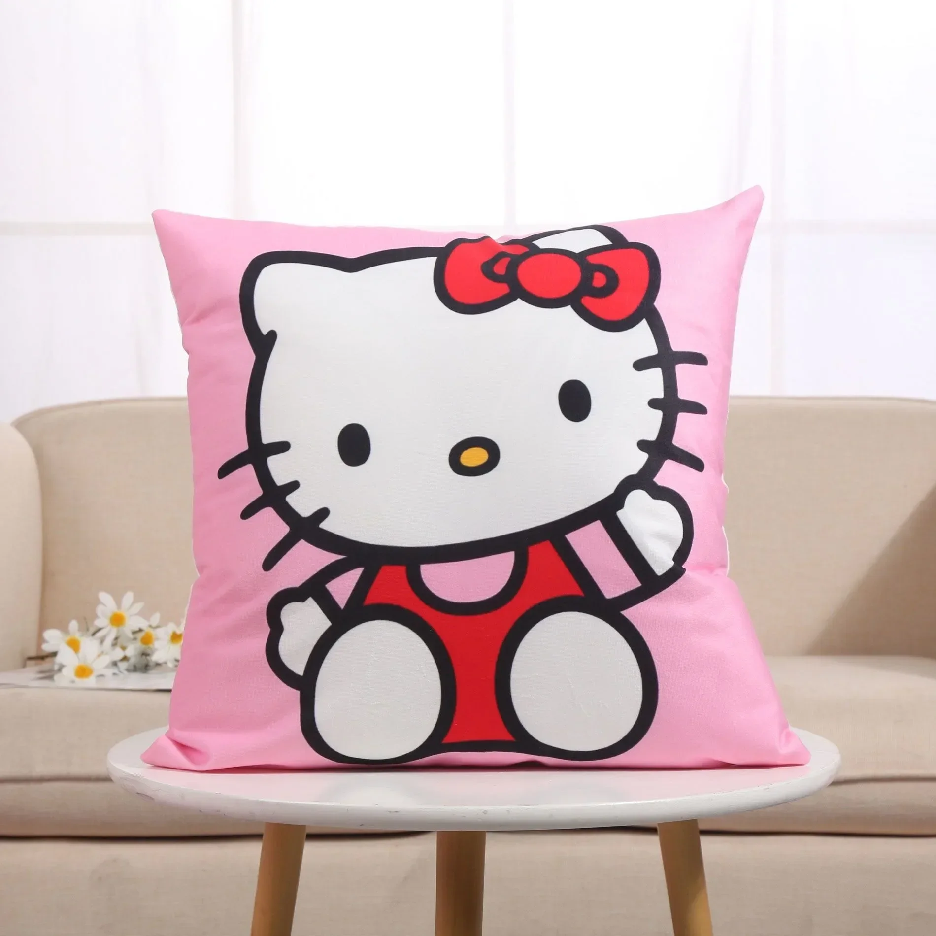 Cute cartoon HelloKitty pillowcase Sanrio surrounding pillowcase living room sofa cushion cover kawaii room decoration