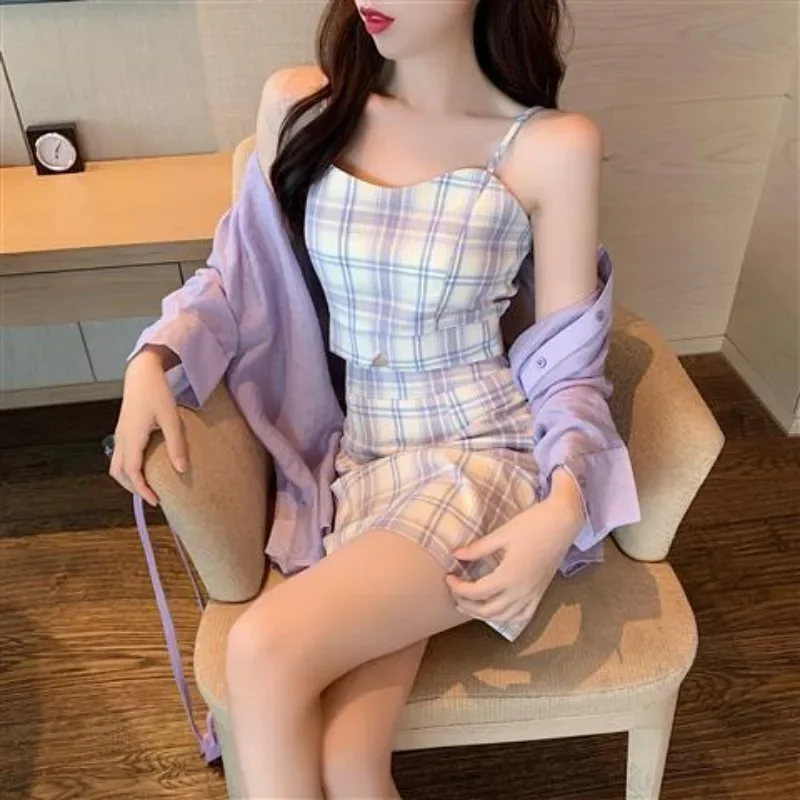 

Офисные женские наряды Шикарные и элегантные новые комплекты в тон Куртка Y2k Уличная одежда Функция Корейский женский комплект из двух юбок