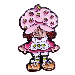 Strawberry Girl Enamel Pin Lapel Pin for Clothes Brooches on Backpack Briefcase Badge Jewelry Decoration Gifts for Friend