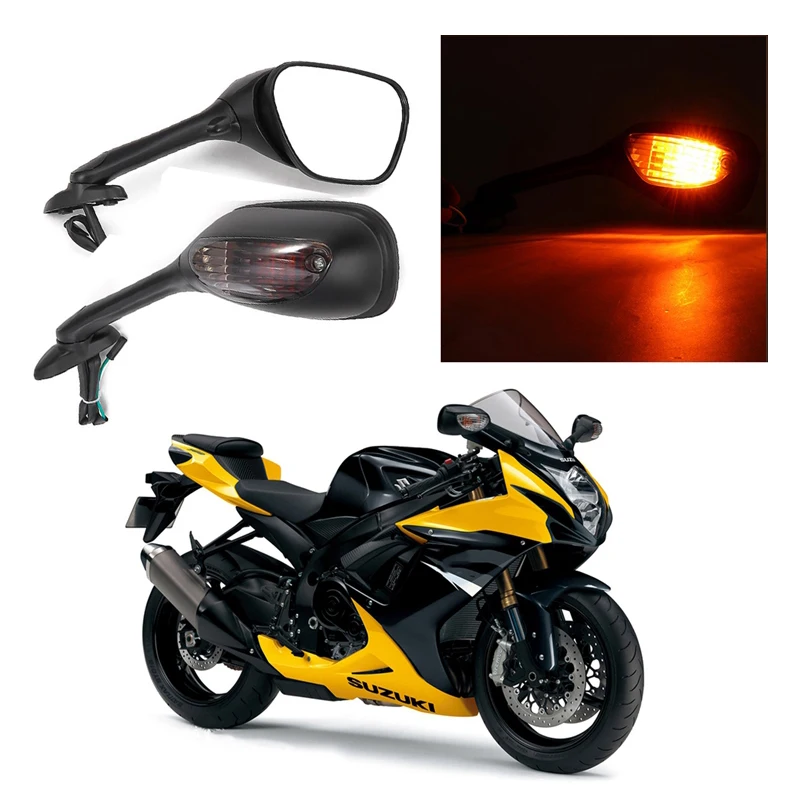 

For Suzuki GSXR Motorcycle Rearview Side Mirrors for Suzuki GSXR 600 750 1000 with Turn Signal Light K6 K7 K8 Mirror