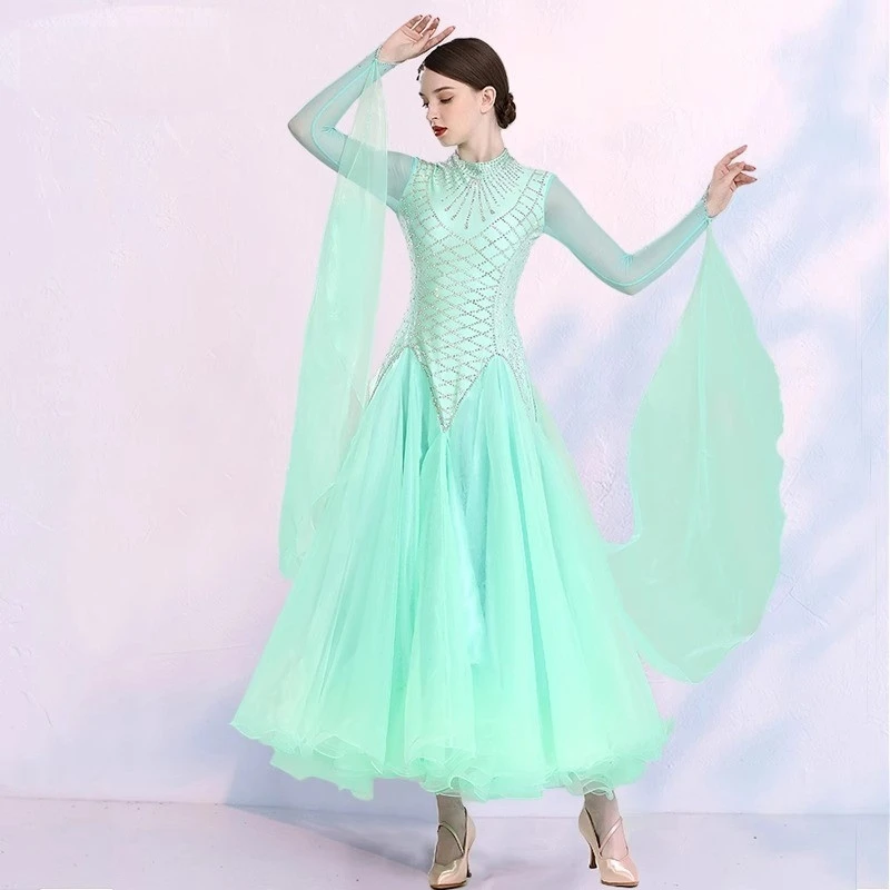 Modern Dance Dress Slim Fit With Diamond Embellishments Large Swing Dress Performance Dress National Standard Dance Dress