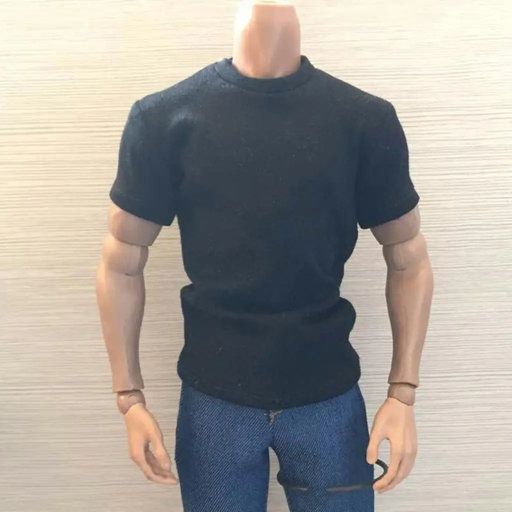 

Мужская футболка в масштабе 1:6, черная, хлопковая, свободного кроя, с круглым вырезом, аксессуар для 12-дюймовых фигурок.