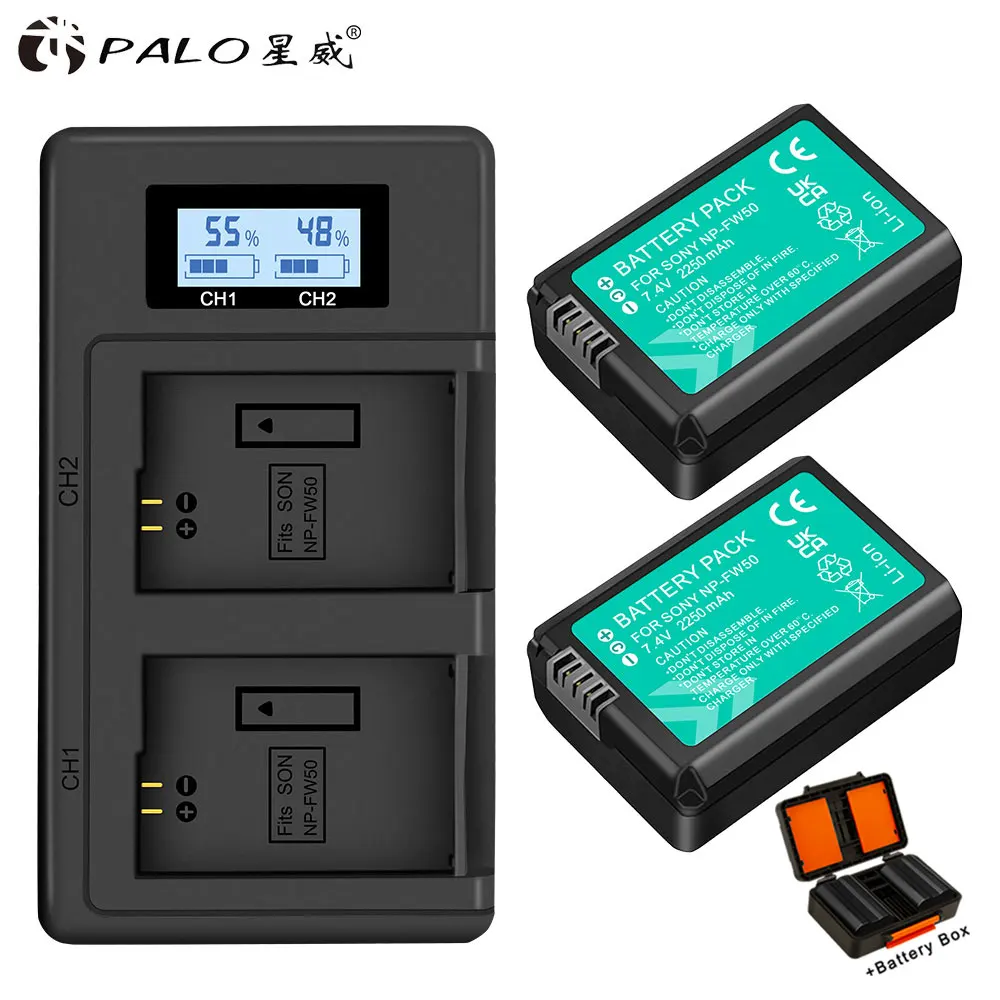 

NP FW50 NP-FW50 NPFW50 Battery 2250mAh with Case and Charger for Sony Alpha a6500 a6300 a6000 a5000 a3000 NEX-3 a7 7R a7R a7R II