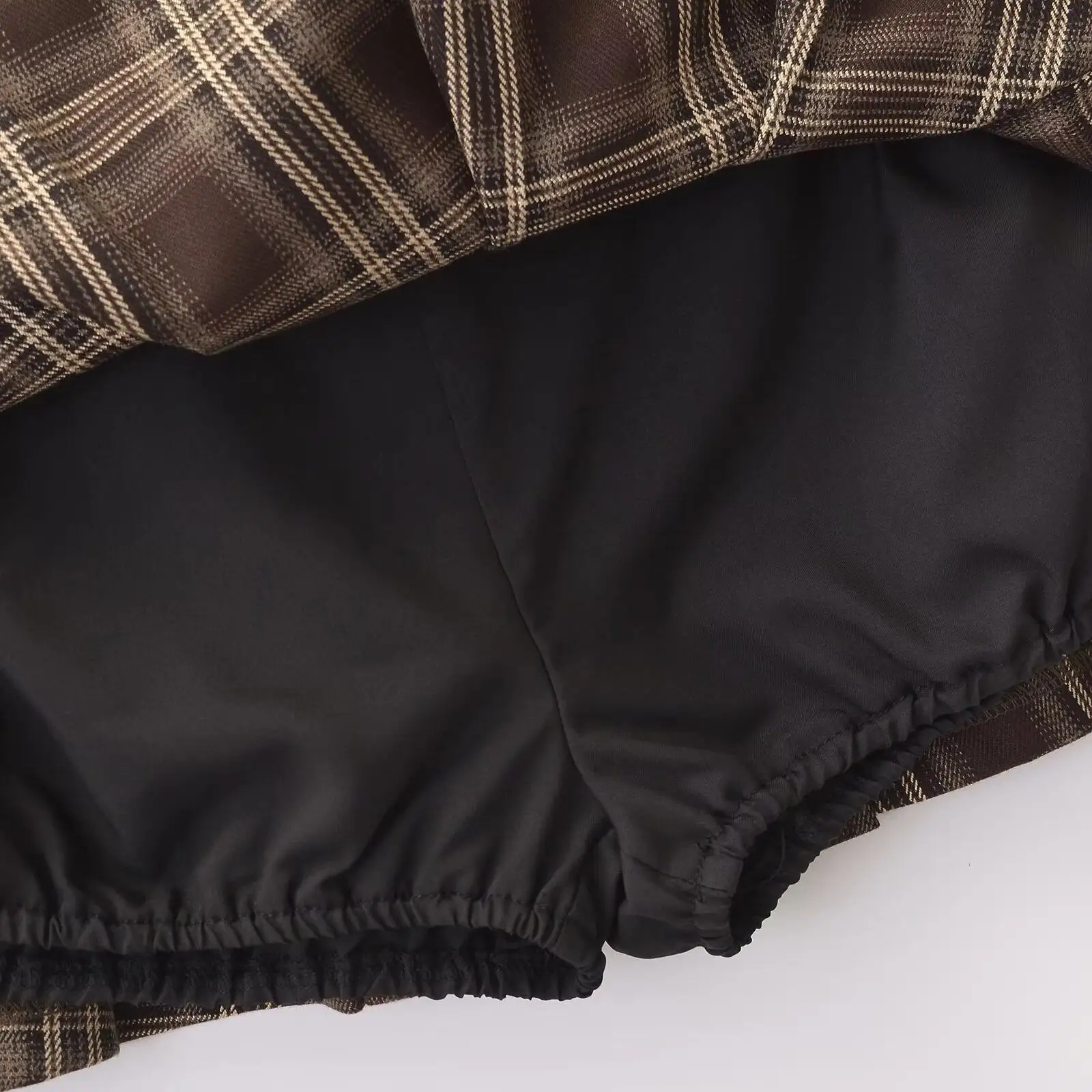 Sli ort geruite plooirok met dubbel riemontwerp Amerikaanse Sle f-lengte rok met lage taille voor trendy meisjes