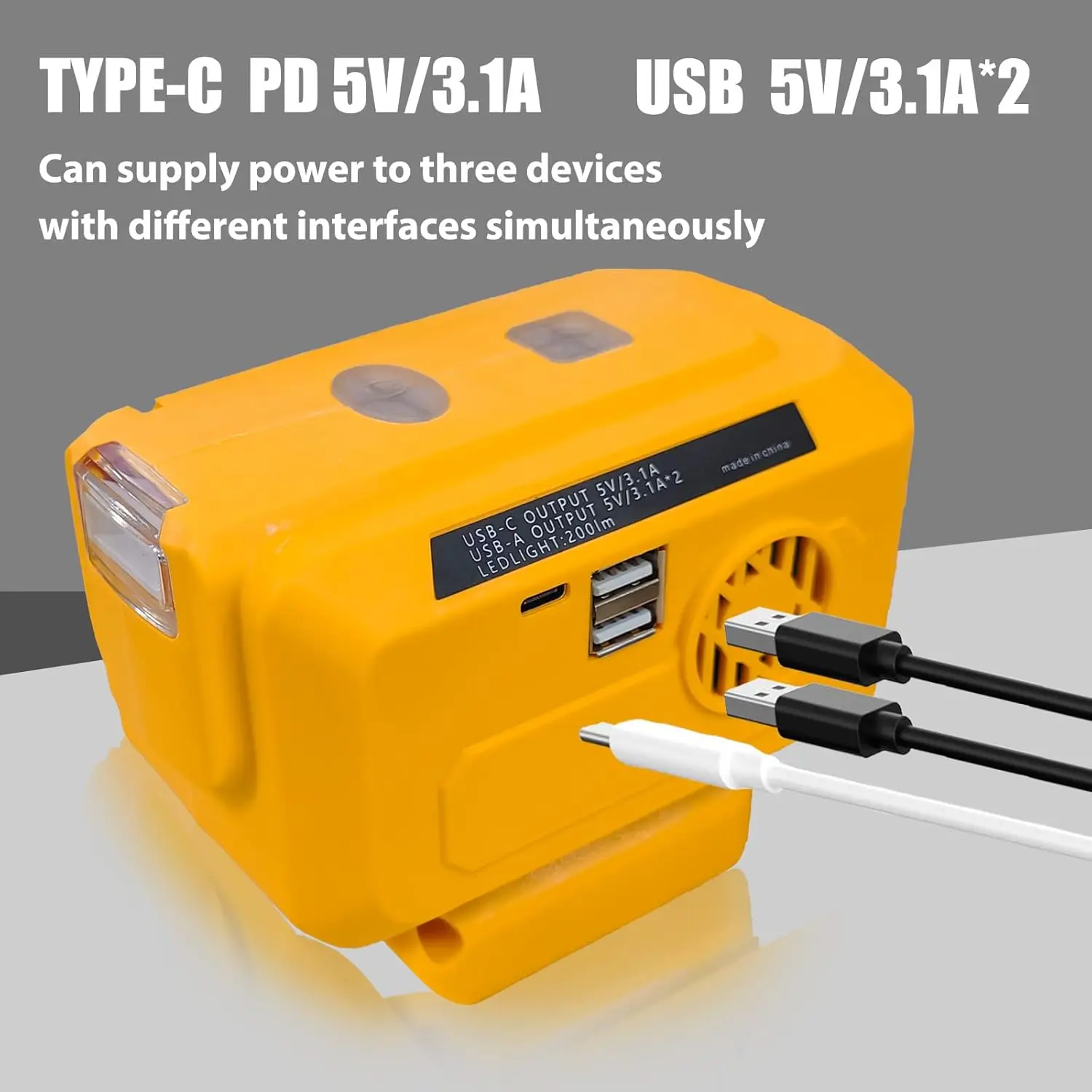 Modified Sine Wave Inverter DC20V to AC110V, Compatible with Dewalt 20V Battery (No Battery)