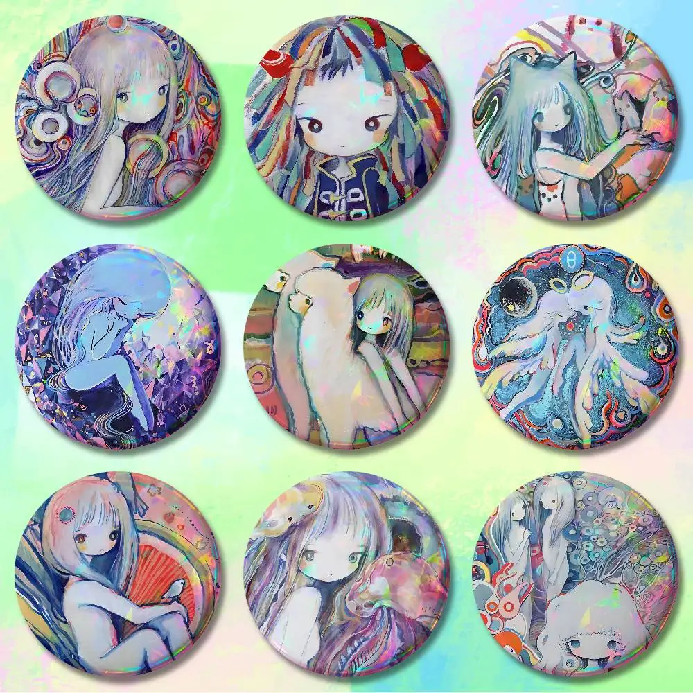 

K-Kikuos Art Album 58mm 44mm HD Print Brooch Badges Pretty Derby Round Display Brooches Lapel Pins