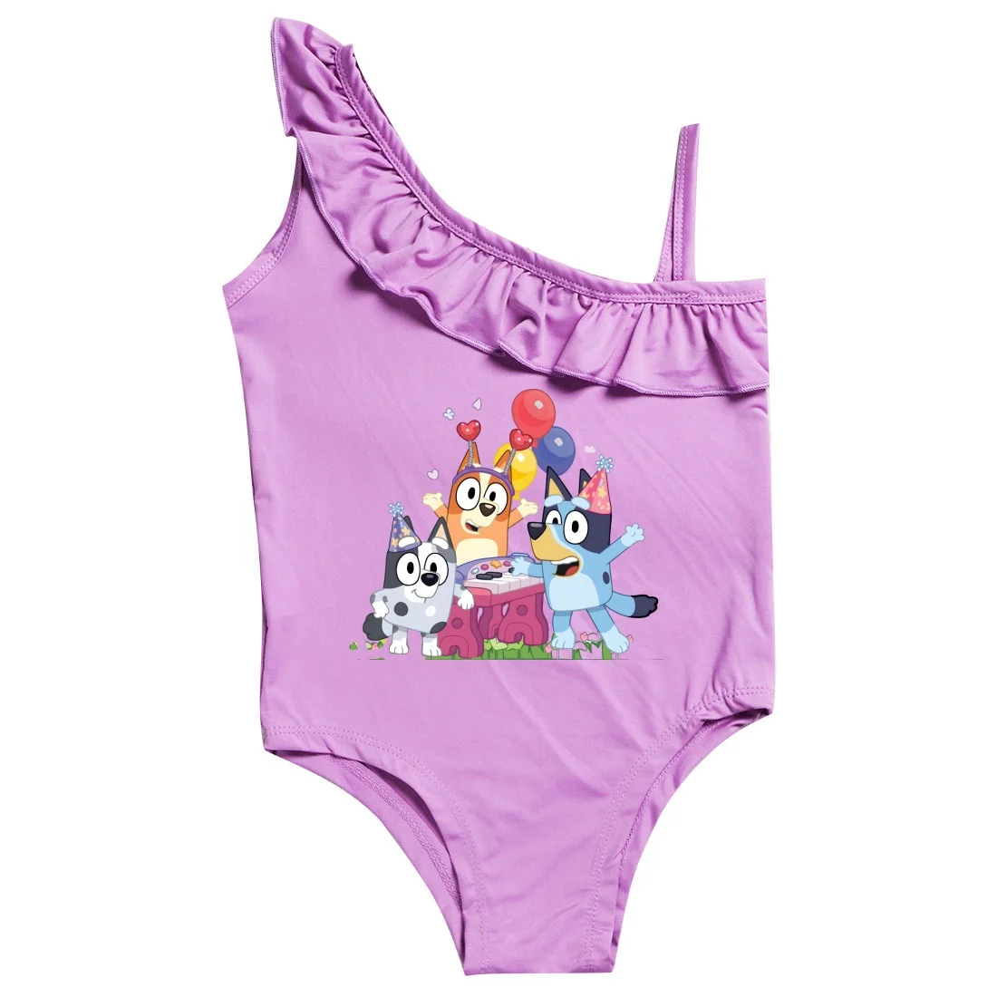 Summer Bluey Swimsuit Pink Purple Rose Bingoes Dog Swimming Wear Girls Beach Wear One-piece Swimsuit Children Birthday Gifts