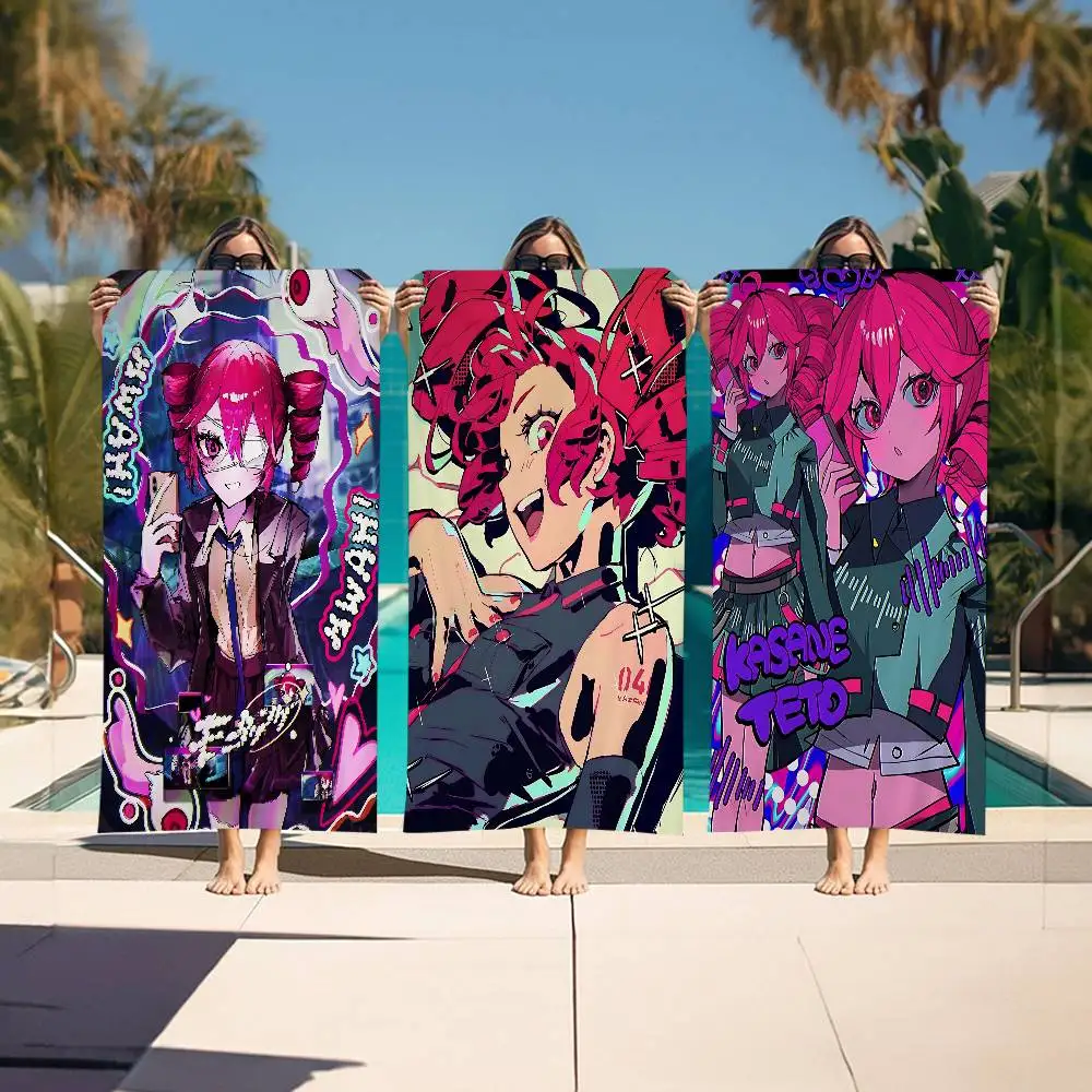 Vocaloid Kasane Teto Cute Microfiber Blanket Quick Drying Beach Towels Oversized Printing Super Absorbent Pool Towel Blanket