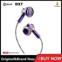 BGVP DX7 Flagship Tunable Flat Head Earbuds HIFI 2 in 1 Plug 3.5mm/4.4mm Replaceable MMCX Wired Earphone