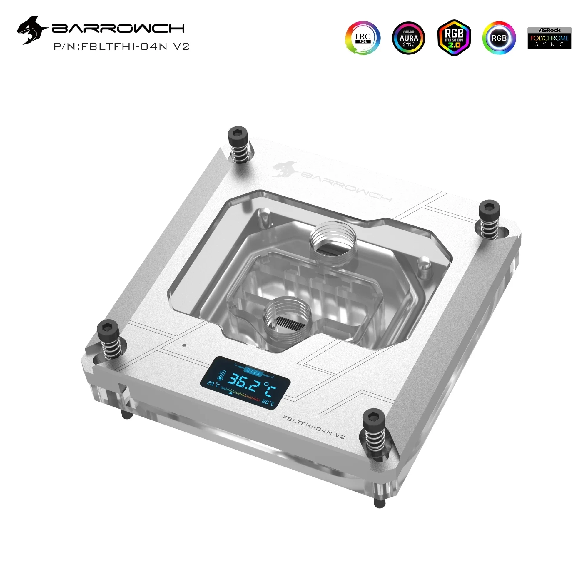 Imagem -02 - Barrowch Cpu Water Block Cabeçalho na Placa-mãe Compatível com Intel Lga1150 1151 1200 1700 2011 X99 Luz Rgb 5v Gnd 3pin