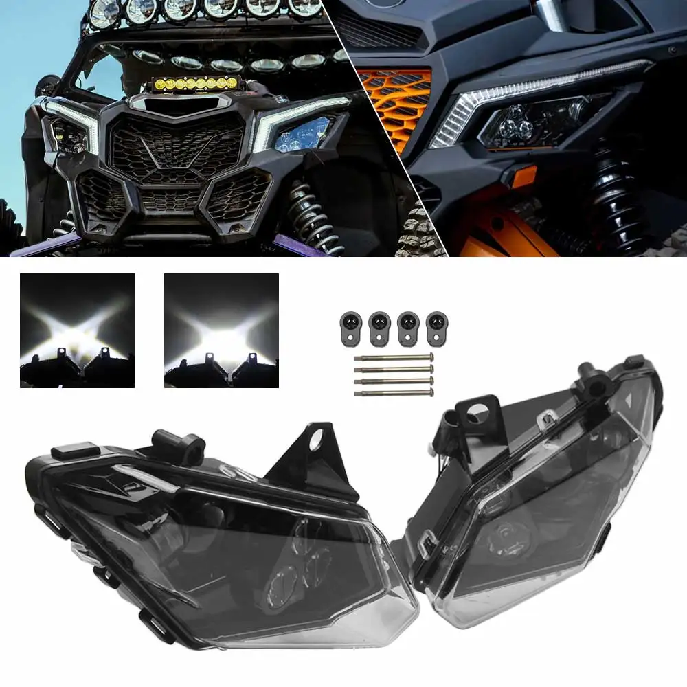 Farol dianteiro de LED (1 par) para Can-Am Maverick X3 XDS XRS Max Turbo R 2017-2023 # Acessórios para Motocicletas 710004658 & 710004659