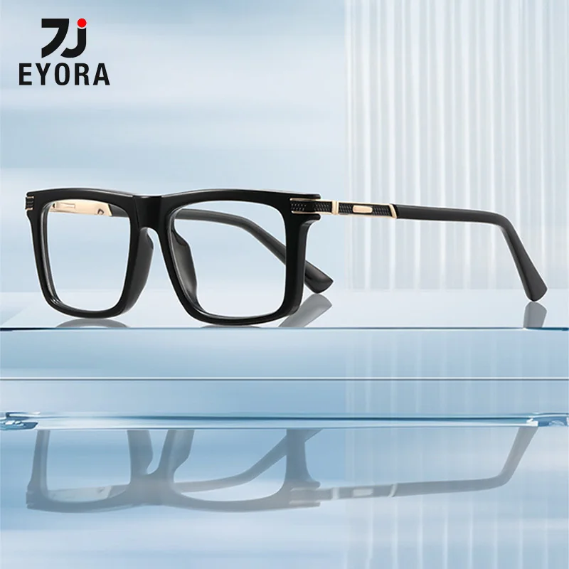 

EYORA Retro Men Business Square Casual Reading Glasses Anti Blue Ray Myopia and Hyperopia Photochromic Prescription Eyewear Lens