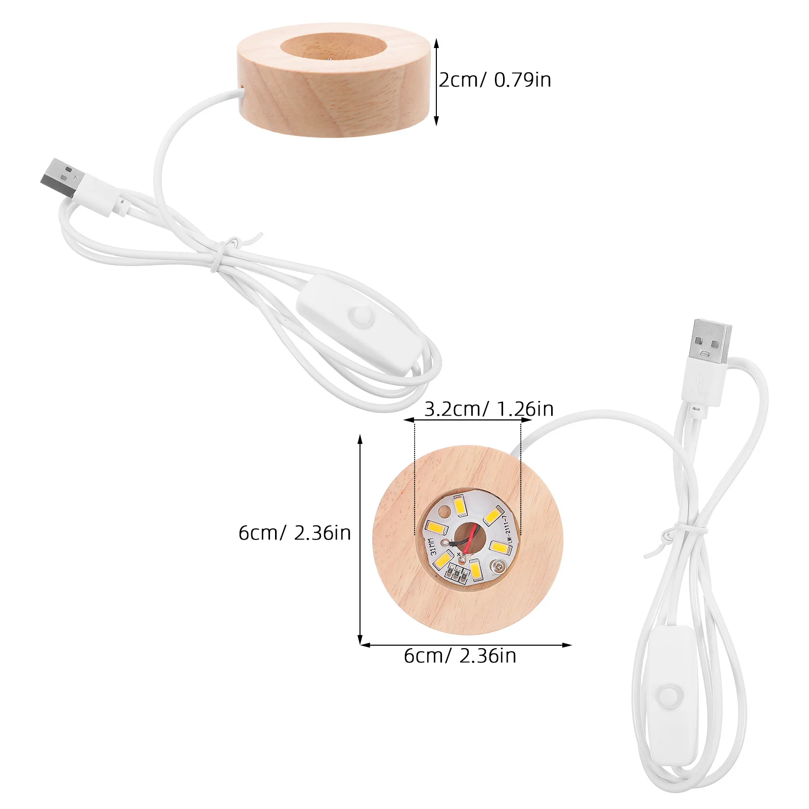 Night Light Base Wooden Crystal Balls Holder Round Lighted Display Rack for Glass Art LED Base Table Lamp Wood Craft Pedestal #2