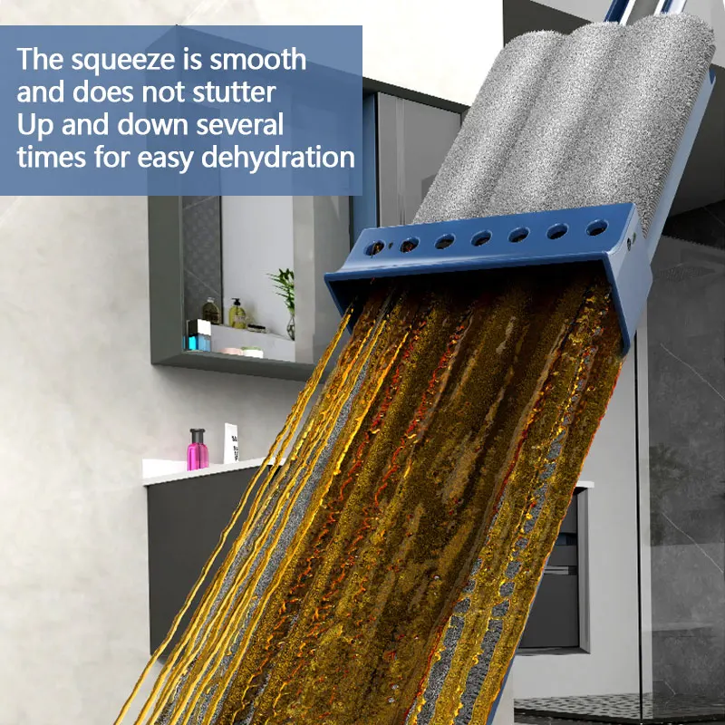 42cm Flat Mop No need to hand-wash floor squeeze mop Lazy Mop Absorbent Flat Mop Wet & Dry Absorbent Mop Cleaning Tools