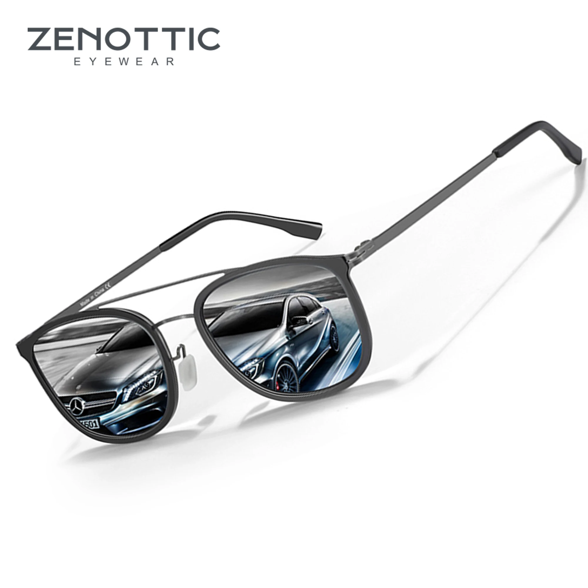 ZENOTTIC Retro Round Polarized Sunglasses - Unisex Double Bridge Shade Sun Glasses BT6301