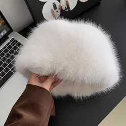 Women Warm Snow Ski Cap Fur Bucket Hat Mongolian Hat Ear Protection Winter Hats Thick Windproof Dome Luxury Plush Fisherman Hat