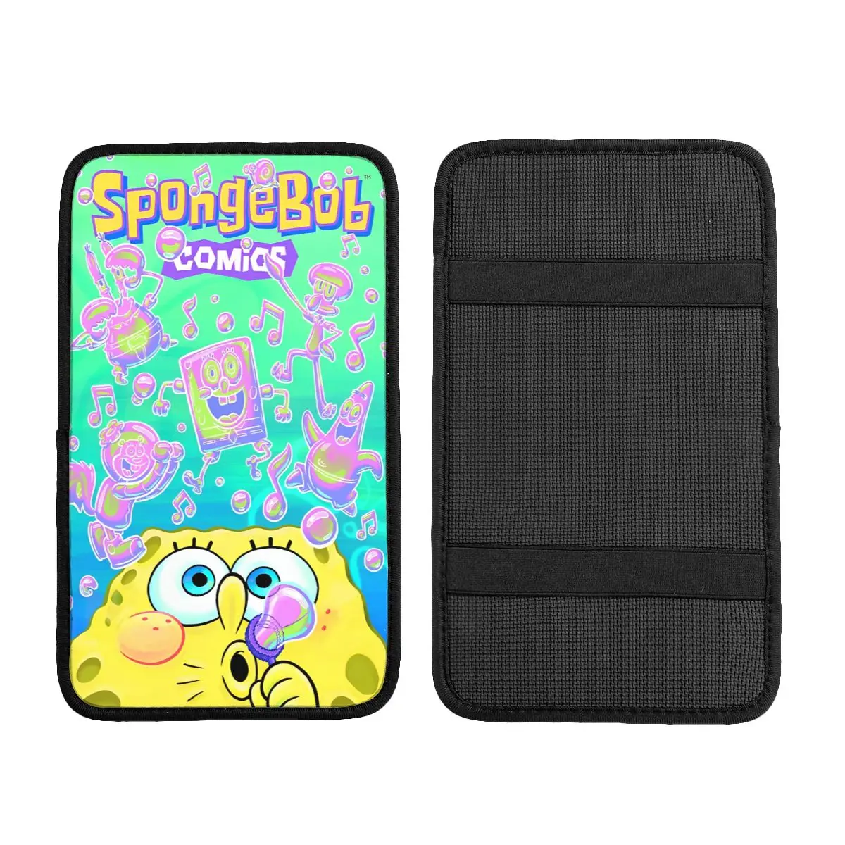 SpongeBobed Comic Cartoon Anime Car Interior Decor Center Console Protector Armrest Storage Box Mat For Most Vehicles