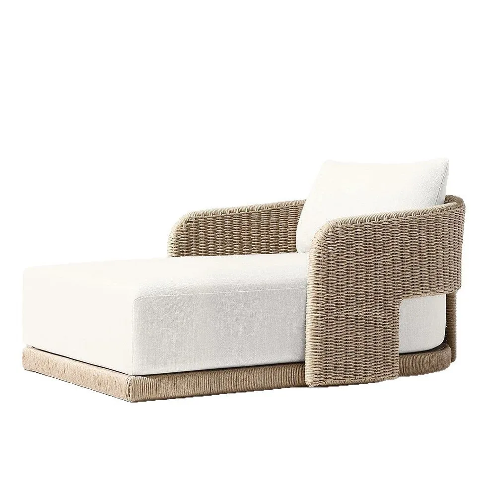 Custom Outdoor Courtyard Rattan Lounger Garden Villa Hotel Balcony Swimming Pool Seaside Beach Chair Northern Europe Design Alum