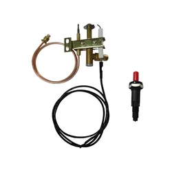 Commercial Gas Range Stove Spare Parts Fryer Pilot Burner Thermocouple Sensor Three Flame Head with Push Button Igniter Assembly