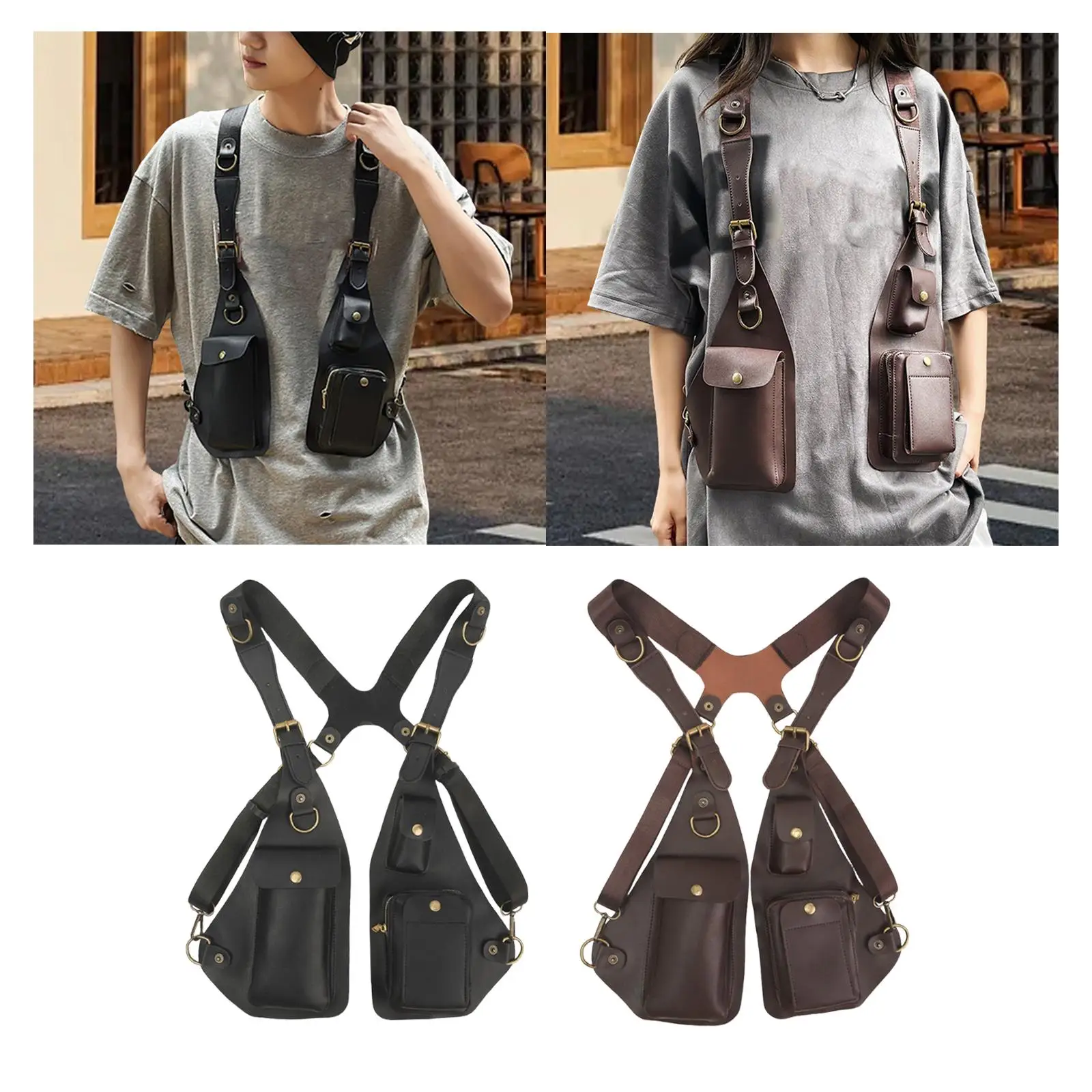

Vest Bag Cycling PU Leather Trendy Outdoor Sports Underarm Shoulder Bag