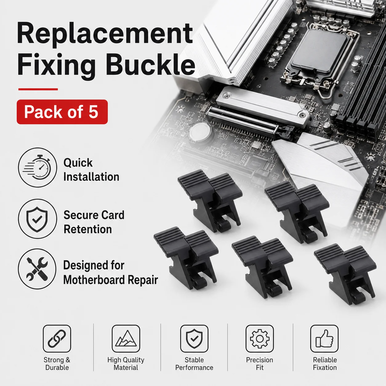 5Pcs Desktop Computer Mainboard PCIE 16X Graphics Card Slot Socket With Fishtail Fixing Clip PCIE X16 Socket Replacement