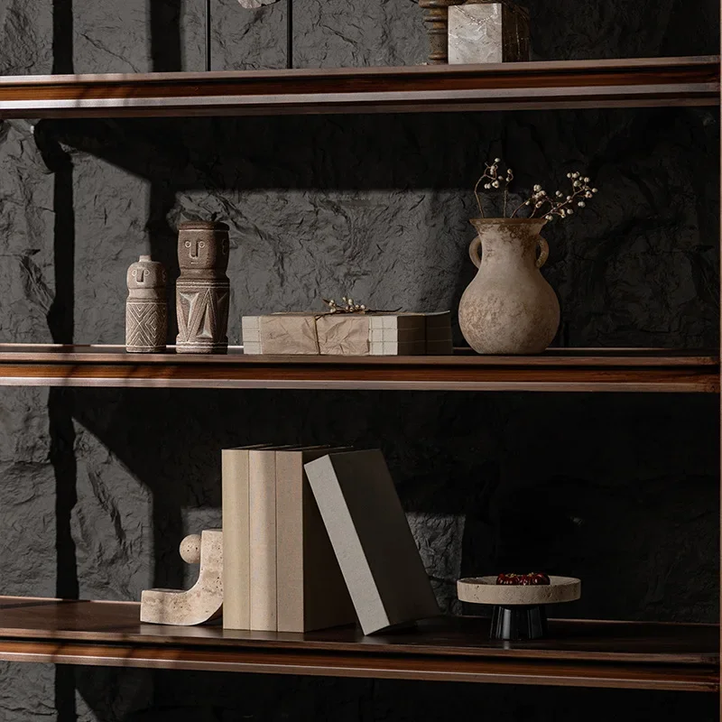 Medieval wabi-sabi style office niche decoration, living room study open grid retro nostalgic American style