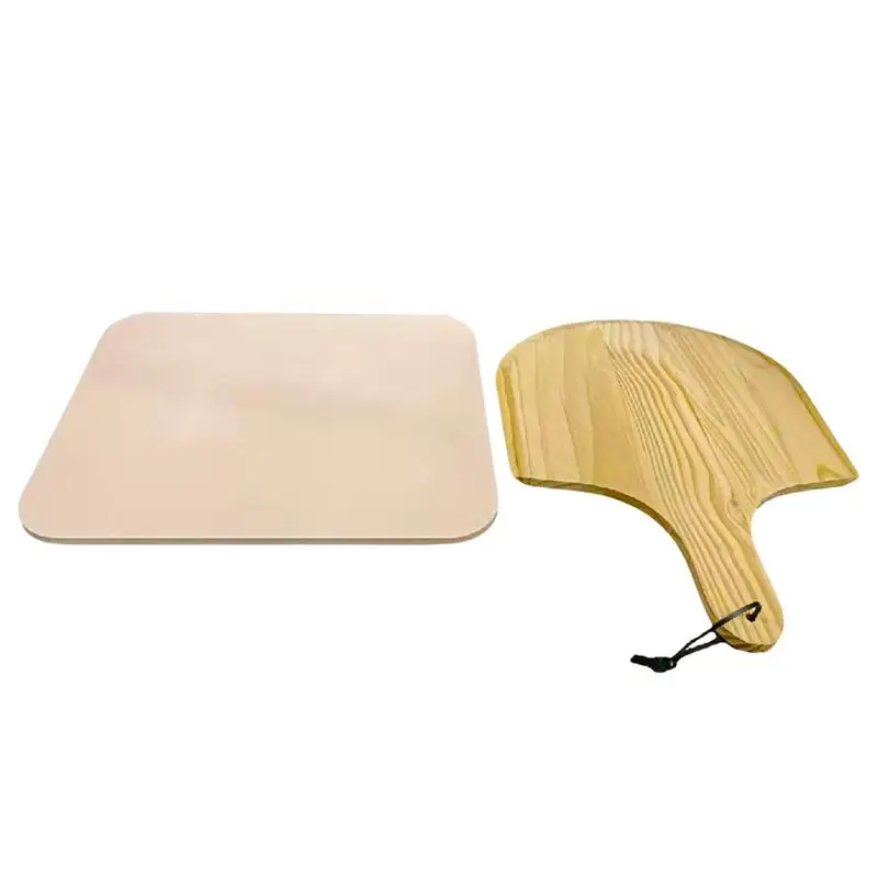 

Pizza Peel Shovel Pizza Baking Stone Transfer Tray Pizza Spatula Square Baking Stone With Wooden Peel Paddle Bread Baking Tool