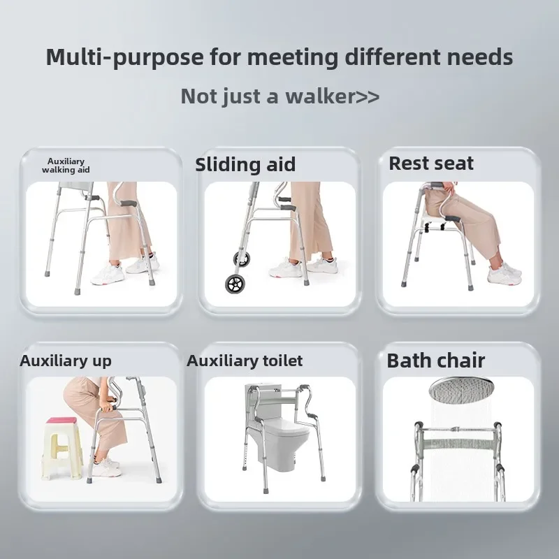 Can Sit Elderly Walking Aids, Aluminum Alloy Disability Aids Mobility, Elderly Help Tools Crutch Fracture Rehabilitation Walkers