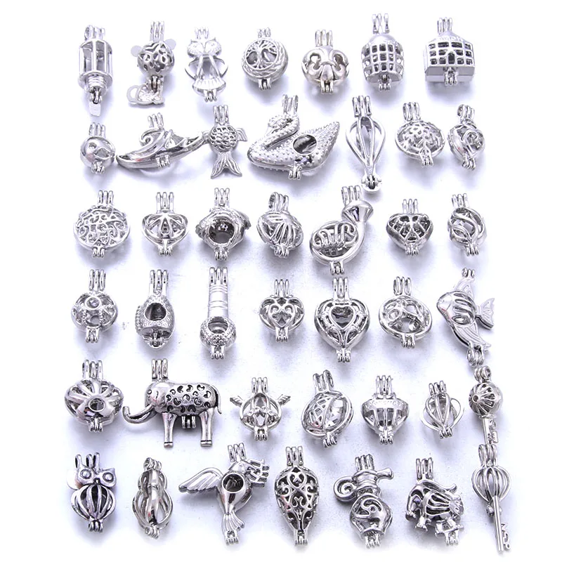 10PCS/Lot DIY Jewelry Mixed Pearl Cage Locket Color Aroma Diffuser Charm Necklace Pendant Perfume Aromatherapy Locket GIft