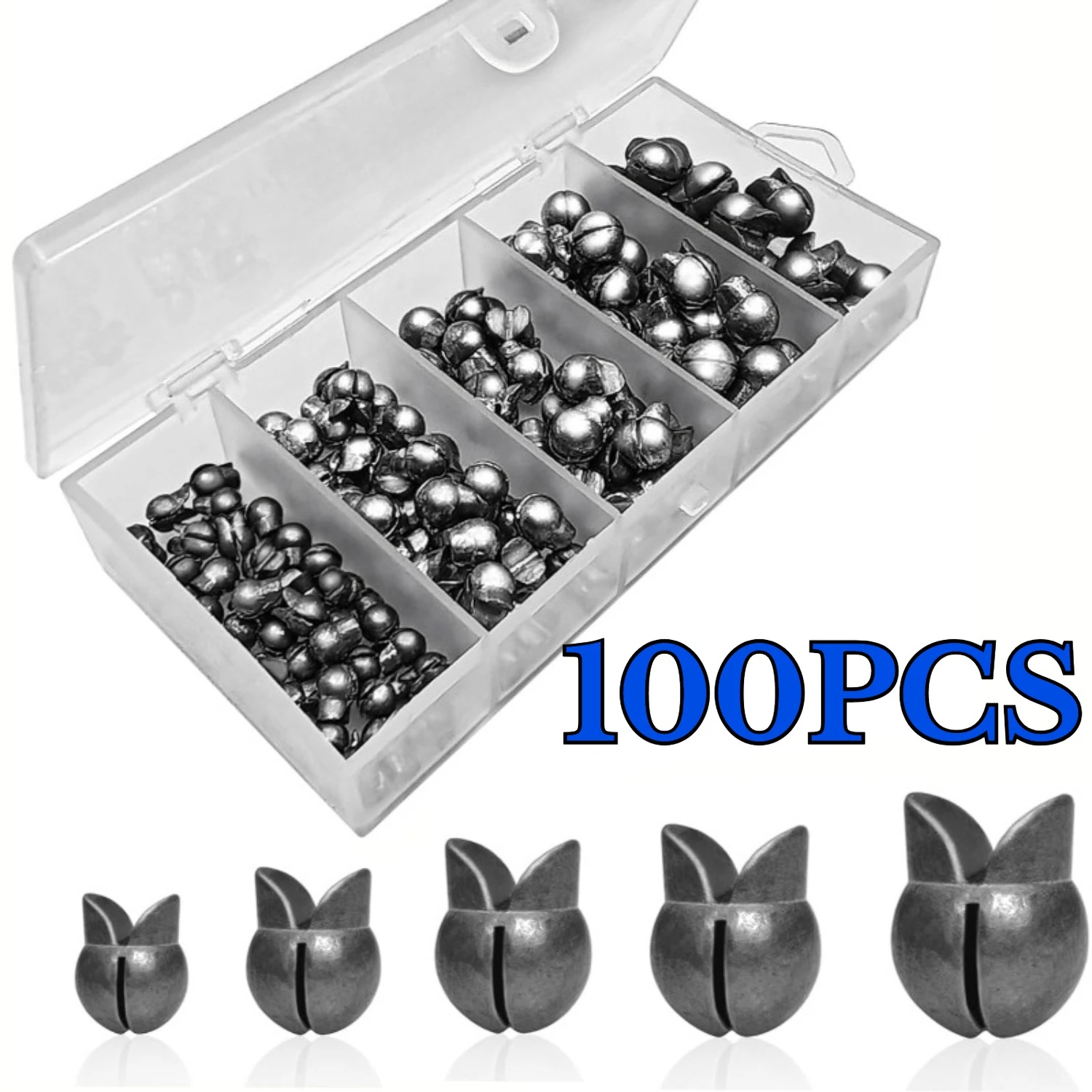 100pcs/box Fishing Weights Kit Premium Split Shot Sinkers with 5 Versatile Sizes Round Removable Design Perfect for Freshwater