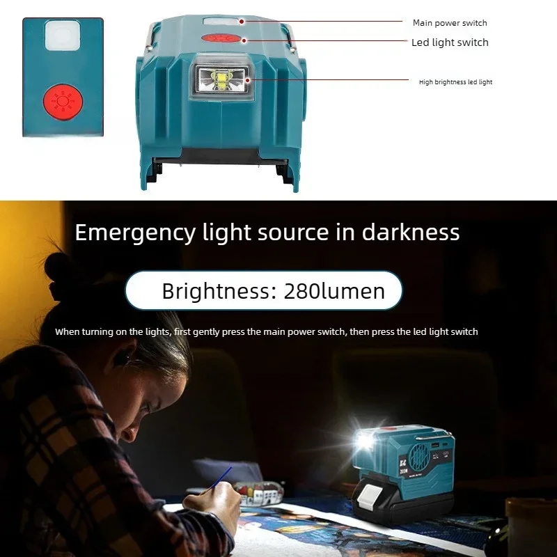 

18V Battery Inverter Outdoor Portable Inverter 200W AC 220V Sine Wave Power Adapter for Makita/Bosch/Dewalt/Milwaukee