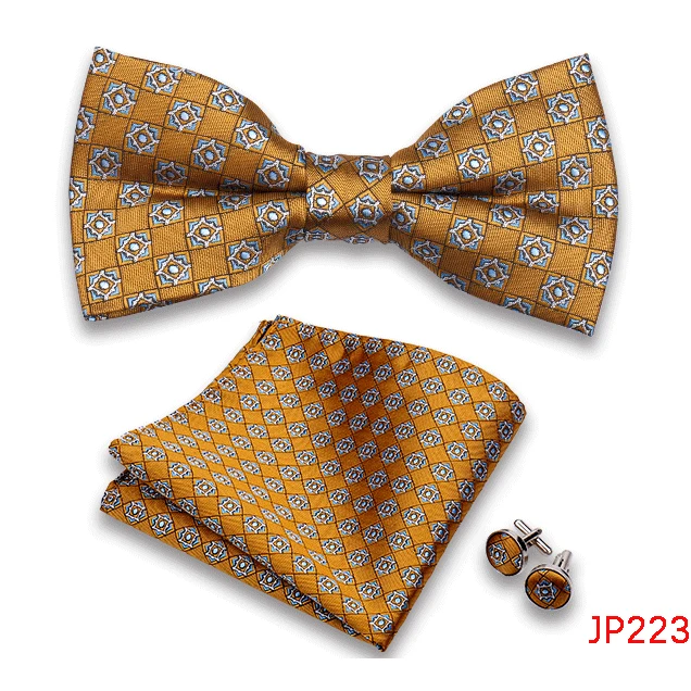 Klassische Herren Fliege Taschentuch Manschettenknöpfe Set Jacquard Fliege für Mann Hochzeit Business Schmetterling Knoten Geschenk Mann Zubehör – Detail 25