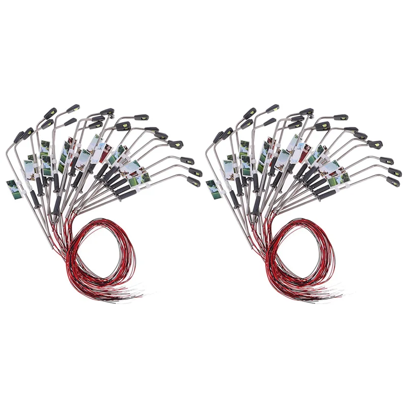 

B05C-40 Pieces Mini Model Railway Train Lamppost Street Light Leds Warm White HO Scale 1:100 Garden Landscape Light