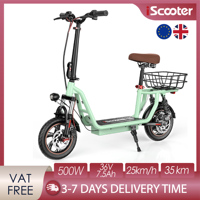 iScooter i12 Electric Scooter With Seat And basket 500W Foldable Kick EScooter 36V 7.5Ah Max Range 35km 12 Inch Mobility Scooter