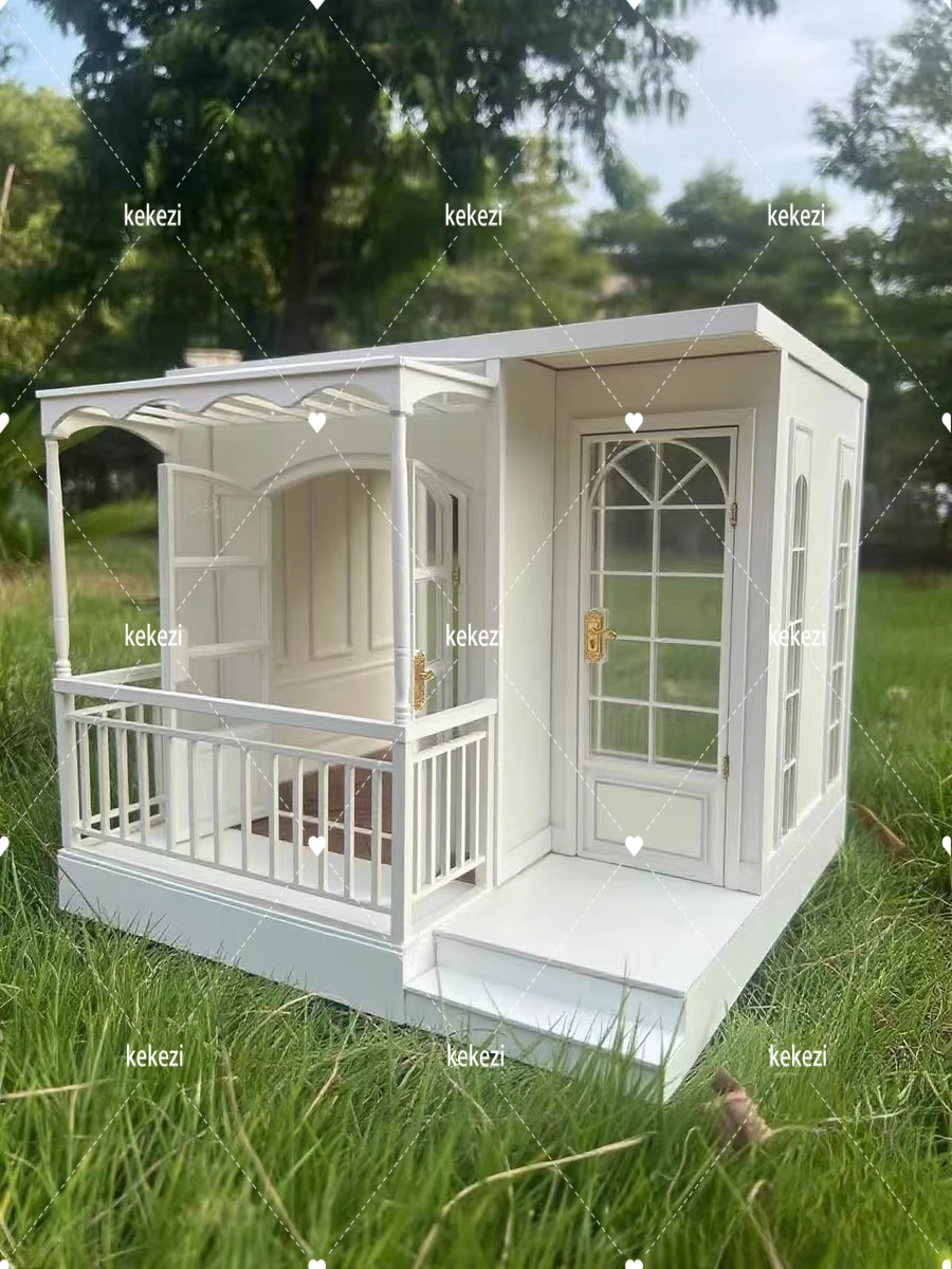 Miniture Dollhouse Furniture Balcony Dollhouse Mini Flower Stand Ob11 Castle House Mini Cart New Diy Miniature Dollhouse