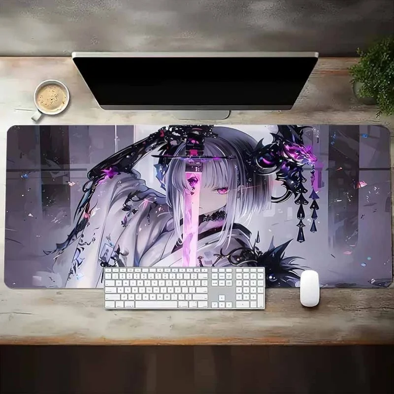 

Коврик для мыши в готическом стиле аниме - моющийся и нескользящий - настольный коврик с изображением яркого персонажа с фиолетовыми волосами