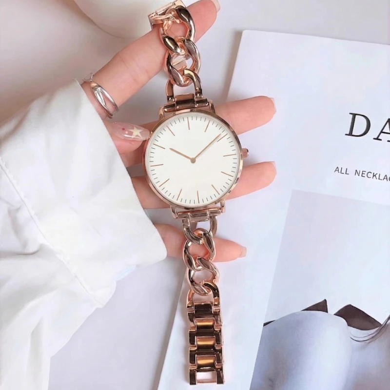 Fashion Link Bracelet Women Watch Simple Rose Gold Analog Quartz Watches for Woman Elegant Dress Ladies Wristwatches Clock Gift