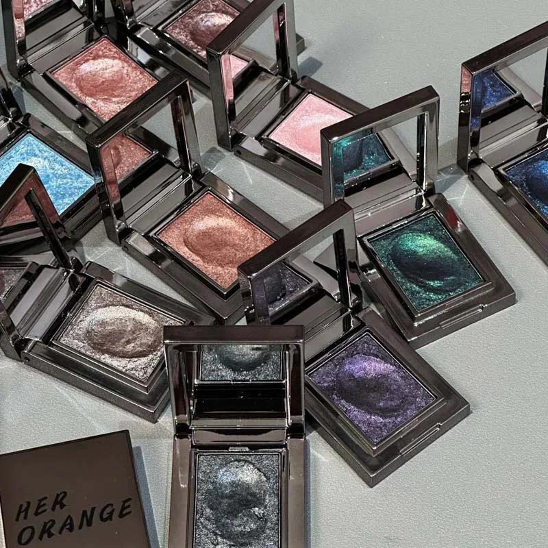 Metallischer Glitzer-Lidschatten-Creme Chamäleon Funkelnder Highlighter Aufhellendes Make-up Rauchblau Perlglanz-Lidschatten-Palette – Detail 8