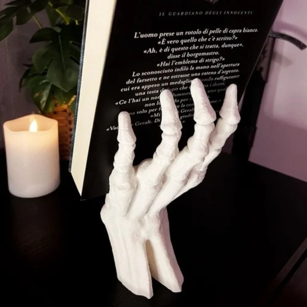3D Printing Halloween Skeleton Hand Shaped Bookshelf Gothic Style Realistic Book Storage Rack Plastic Book Display Rack